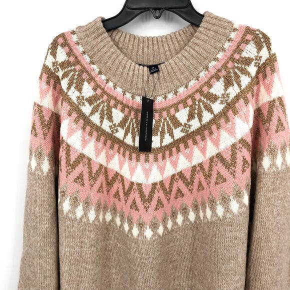 TOMMY HILFIGER Half Snowflake Sweater 0X Beige Raglan Pullover NWT - Picture 4 of 10